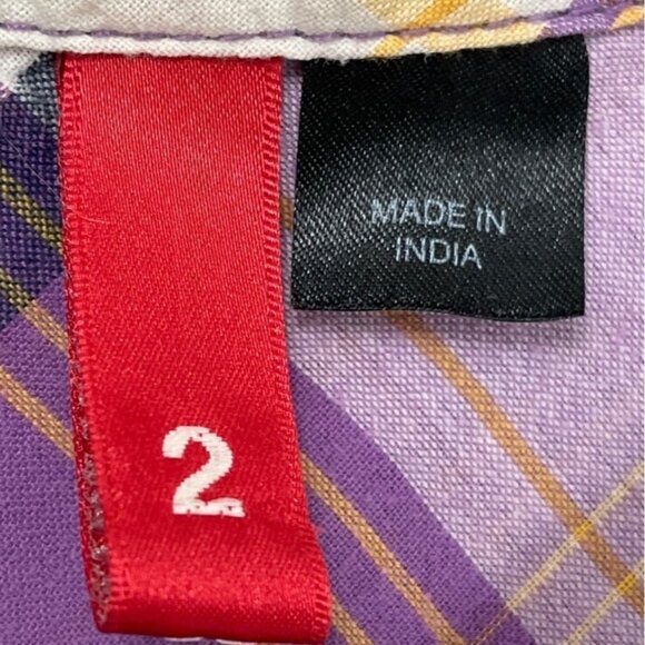 Divided by H&M Size 2 Purple Plaid Short Sleeve Front Button Top 10i - Picture 5 of 8